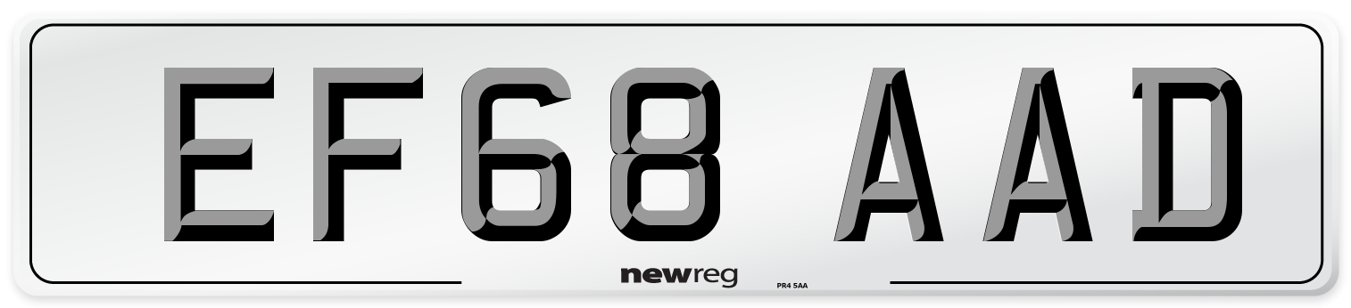 EF68 AAD Number Plate from New Reg